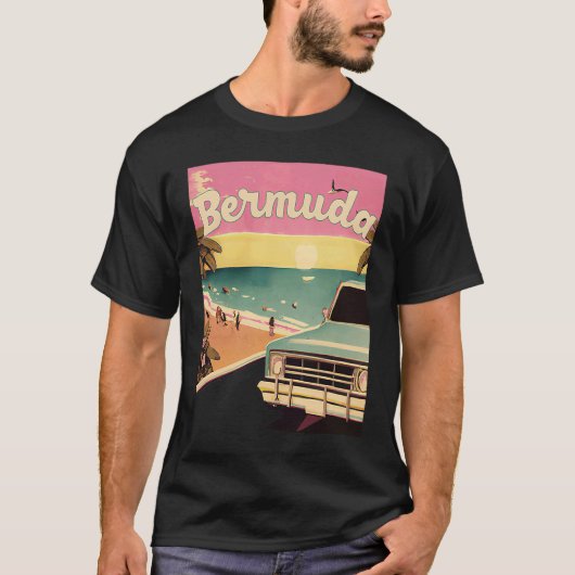 Bermuda Retro Beach Vacation Graphics Bermuda Surf T-Shirt (Vorderseite)