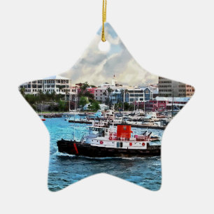Bermuda - Schlepper auf dem Weg in den Hafen von H Keramikornament