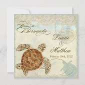 Bermuda Sea Turtle Moderner Küstenstrand Einladung (Rückseite)
