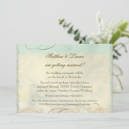 Bermuda Sea Turtle Moderner Küstenstrand Save The Date (Stehend Vorderseite)