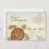 Bermuda Sea Turtle Moderner Küstenstrand Save The Date (Rückseite)