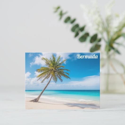 Bermuda Tropical Beach Ocean Palm Tree Reisen Postkarte (Stehend Vorderseite)