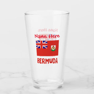 Bermuda und Bermudische Flagge Rot Personalisierun Glas