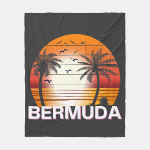 Bermuda Vintag Palm Trees Summer Beach Fleecedecke