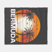 Bermuda Vintag Palm Trees Summer Beach Fleecedecke (Vorderseite (Horizontal))