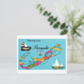 Bermuda Vintage-Karte Postkarte (Stehend Vorderseite)