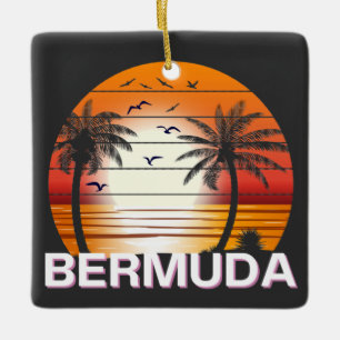 Bermuda Vintage Palmen Sommer Strand Keramikornament