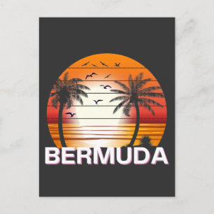 Bermuda Vintage Palmen Sommer Strand Postkarte