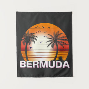 Bermuda Vintage Palmen Sommer Strand Wandteppich