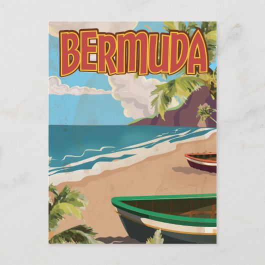 Bermuda Vintage Reise-Poster drucken Postkarte (Vorderseite)