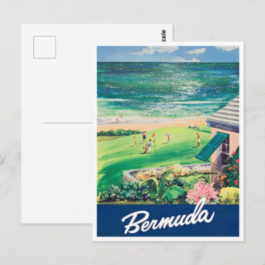 Bermuda Vintage Reise Postkarte (Vorne/Hinten)