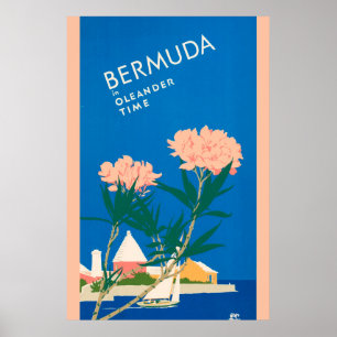 Bermuda Vintage Reisen Strand Pink Blume Poster