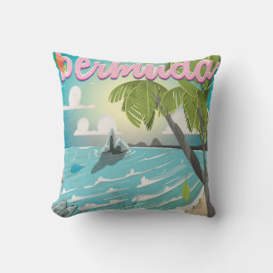 Bermuda Vintage-Reiseplakat-Cartoon Kissen
