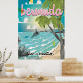 Bermuda Vintage Reiseplakat Cartoon Poster (Küche)