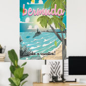 Bermuda Vintage Reiseplakat Cartoon Poster (Heimbüro)