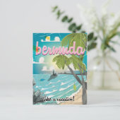 Bermuda Vintage Reiseplakat Cartoon Postkarte (Stehend Vorderseite)