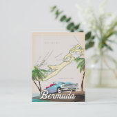 Bermuda Vintage Reiseplakat Postkarte (Stehend Vorderseite)