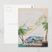 Bermuda Vintage Reiseplakat Postkarte (Vorne/Hinten)
