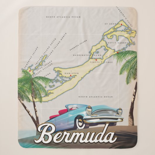 Bermuda Vintage Reiseplakat Sherpadecke (Vorderseite)