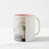 Bermuda Vintage Reiseplakat Zweifarbige Tasse (VorderseiteRechts)