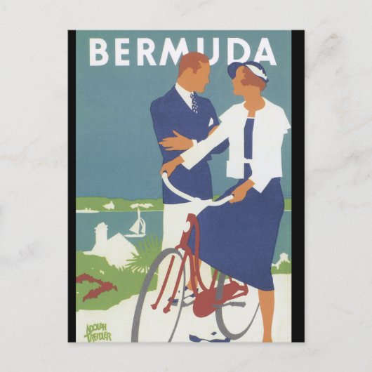 Bermuda Vintage Travel Poster Postkarte (Vorderseite)