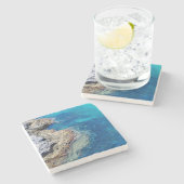 Bermuda Waters & Rocky Shoreline Untersetzer (Seitenansicht)