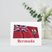 Bermuda Waving Flag mit Namen Postkarte (Stehend Vorderseite)