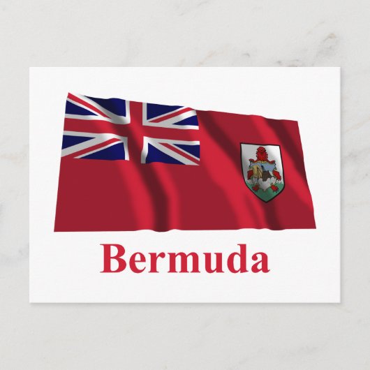 Bermuda Waving Flag mit Namen Postkarte (Vorderseite)