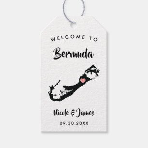Bermuda Wedding Welcome Bag Tags, Inselkarte Geschenkanhänger
