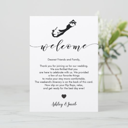 Bermuda Wedding Welcome Letter & Itinerary Card Programm (Stehend Vorderseite)