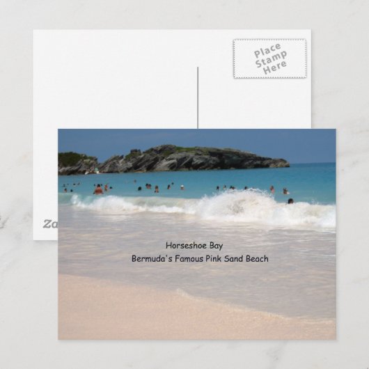 Bermudas rosa Sandstrand Postkarte (Vorne/Hinten)