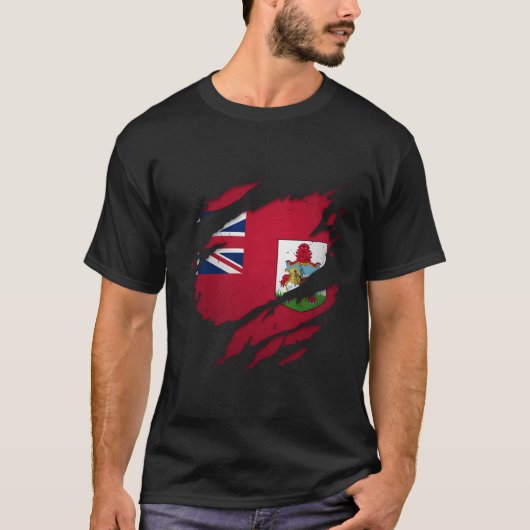 Bermudian Torn Ripped Bermuda Flag T-Shirt (Vorderseite)