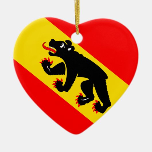 Bern-Flaggen-Herz Keramikornament (Vorne)
