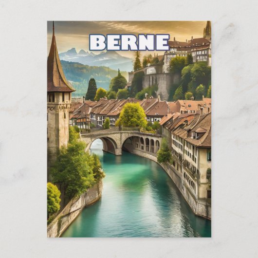 Bern im Herzen der Schweizer Alpen Postkarte (Vorderseite)