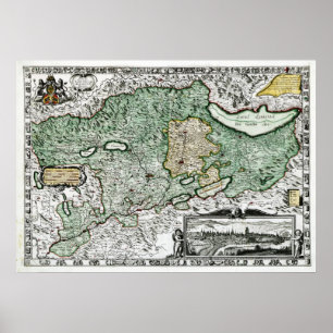 Bern - Karte 1636 Poster