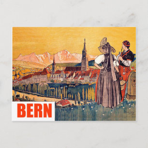Bern, Panorama-Stadt, Schweiz, Vintage-Reise Postkarte