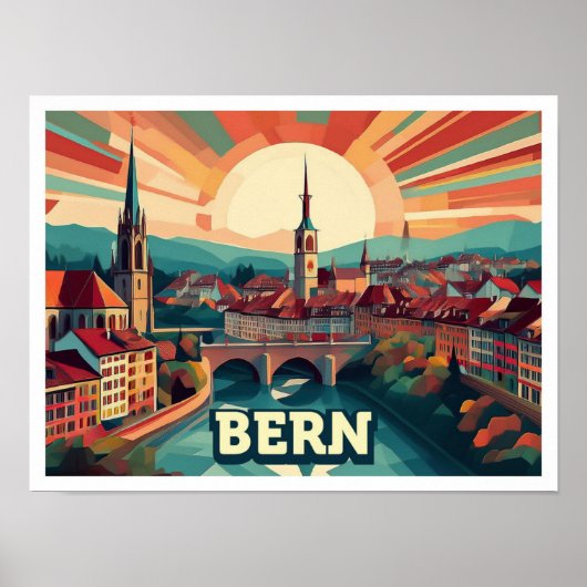 Bern Schweiz künstlerisch bunt Poster (Vorne)