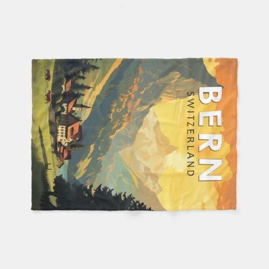 Bern Schweiz Reisen Vintag Fleecedecke (Vorderseite (Horizontal))