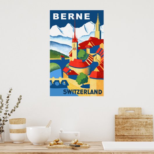 Bern, Schweiz Reiseplakat Poster (Küche)