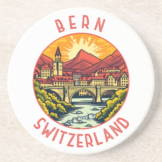 Bern Schweiz Retro Distressed Circle Getränkeuntersetzer (Vorne)