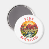 Bern Schweiz Retro Distressed Circle Magnet (Vorderseite/Rückseite)