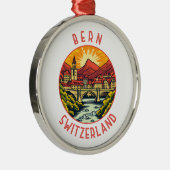 Bern Schweiz Retro Distressed Circle Ornament Aus Metall (Rechts)