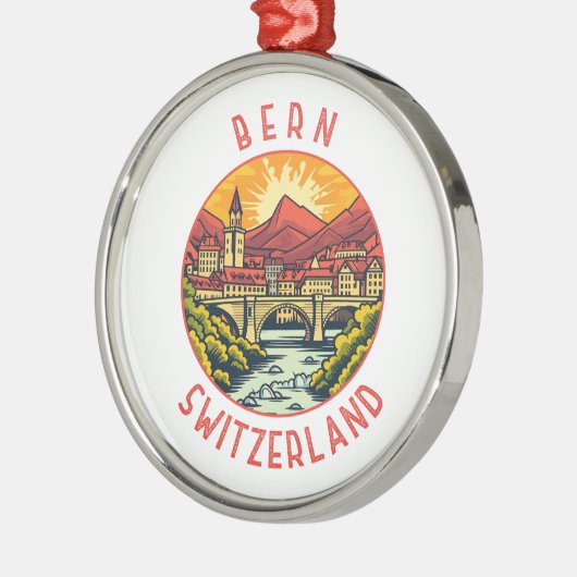 Bern Schweiz Retro Distressed Circle Ornament Aus Metall (Links)