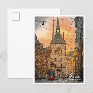 Bern Schweiz Schönfarbstift Stadt Postkarte
