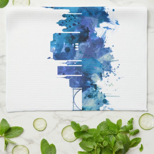 Bern Schweiz Skyline Blue Geschirrtuch (Gefaltet)