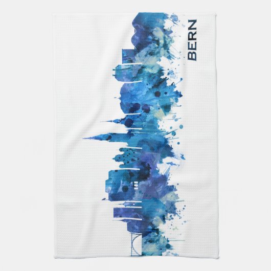 Bern Schweiz Skyline Blue Geschirrtuch (Vertikal)