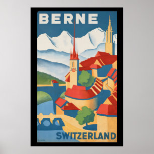 Bern Schweiz Vintage Reise Poster