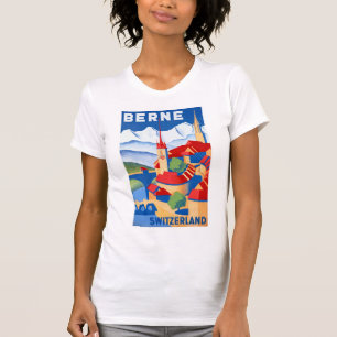 Bern Schweiz Vintage Reiseplakat neu gestaltet T-Shirt