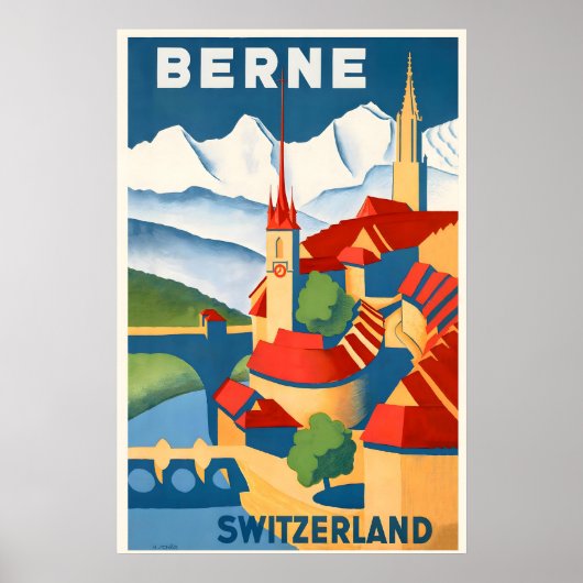 Bern Schweiz Vintage Reiseplakat Poster (Vorne)
