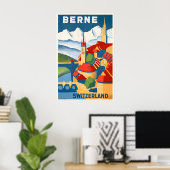 Bern Schweiz Vintage Reiseplakat Poster (Heimbüro)